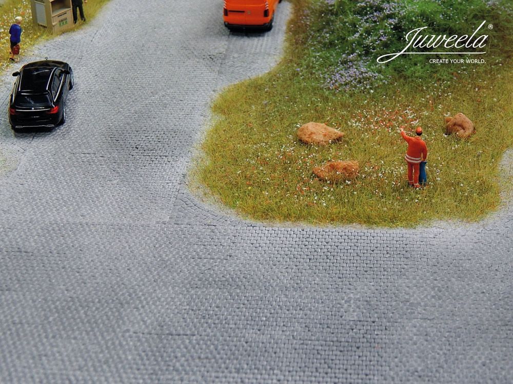 FLEXYWAY Kopfsteinpflaster Altstadt Kopfsteinplatz klein, Spur H0, 1:87