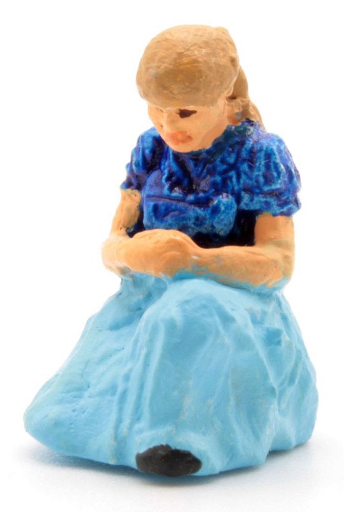 Frau Mädchen knieend, Modellbahnfigur handbemalt, Spur 0 (Null), 1:45