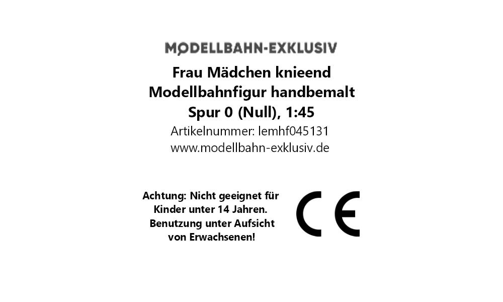 Frau Mädchen knieend, Modellbahnfigur handbemalt, Spur 0 (Null), 1:45