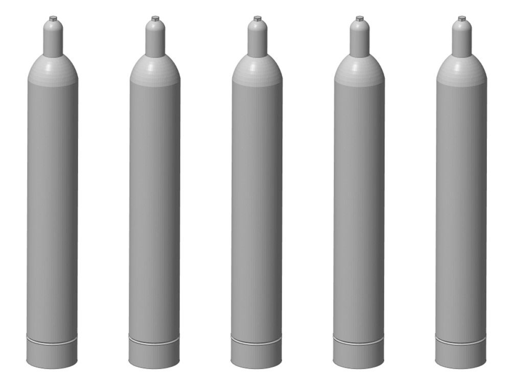 Gasflasche 33 kg, 5 Stück, Spur 0, 1:45
