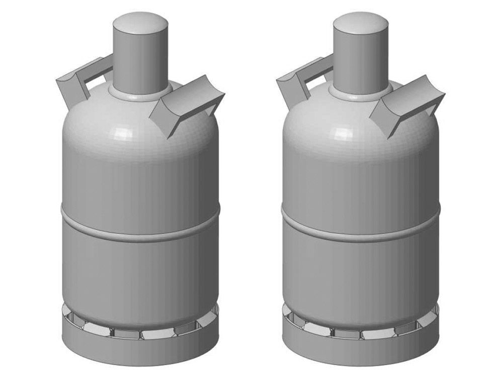 Gasflasche 5 kg, 2 Stück, Spur 0, 1:45