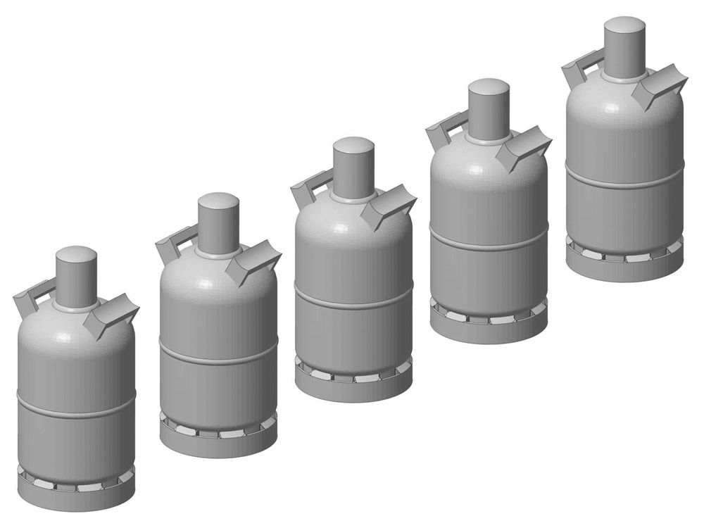 Gasflasche 5 kg, 5 Stück, Spur 0, 1:45
