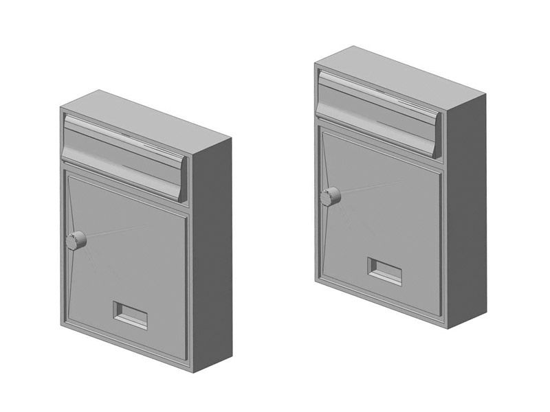 Briefkasten Hausbriefkasten, modern ohne Dach, 2 Stück, Spur 0, 1:45