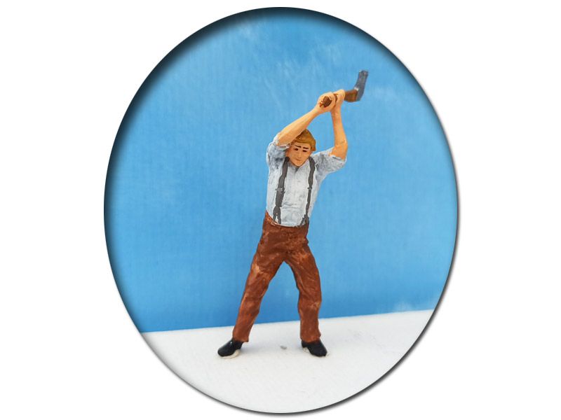 Holzfäller, Modellbahnfigur handbemalt, Spur 0 (Null), 1:45