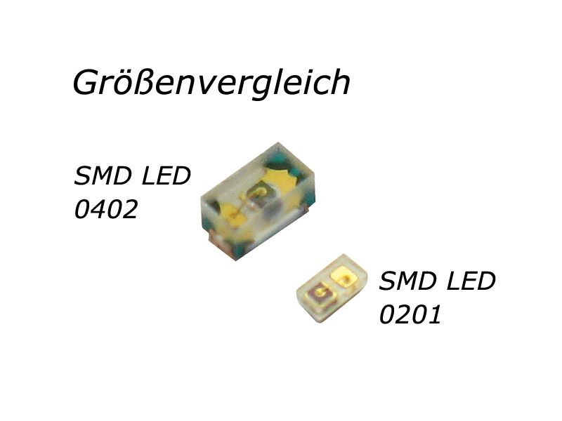SMD LED 0201 mit Kupferlackdraht kaltweiß modellbahn-exklusiv