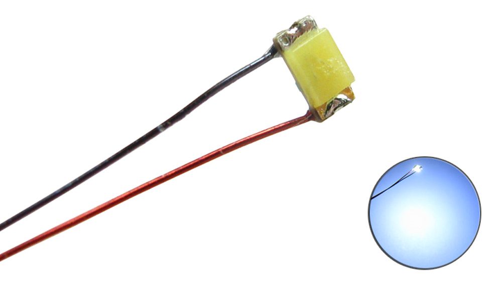 SMD LED 0603 mit Kupferlackdraht kaltweiß, 2 Stück