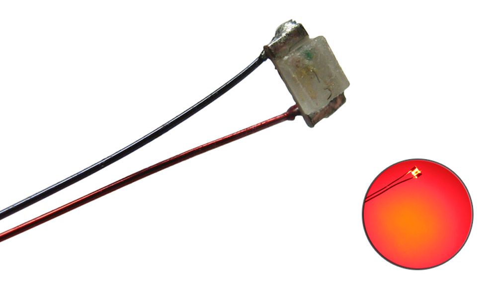 SMD LED 0603 mit Kupferlackdraht rot, 2 Stück