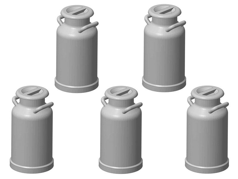 Milchkannen, 5 Stück, Spur 0, 1:45
