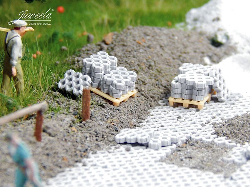 Rasengittersteine grau, 380 Stück, Spur H0, 1:87