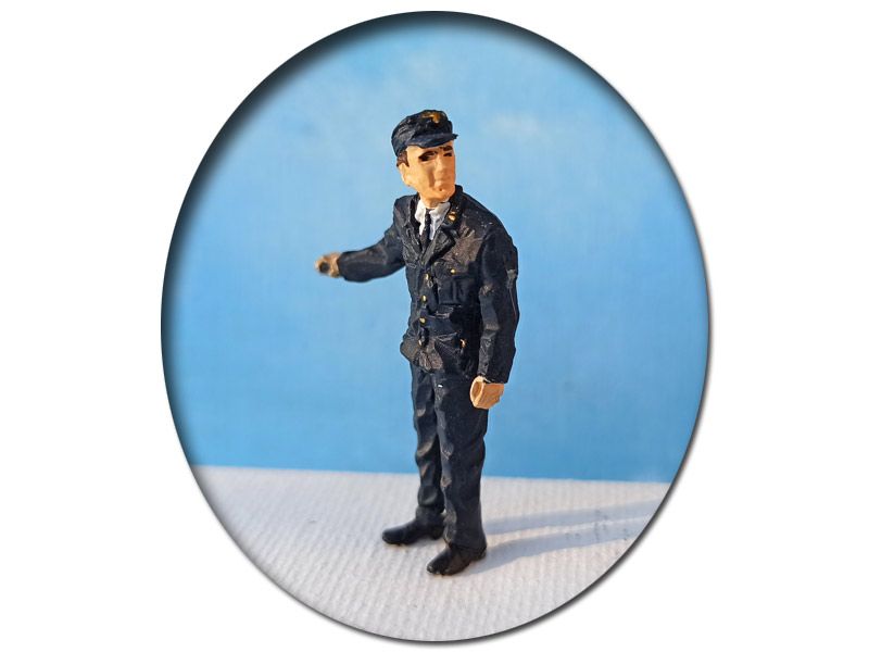 Schrankenwärter, Modellbahnfigur handbemalt, Spur 0 (Null), 1:45