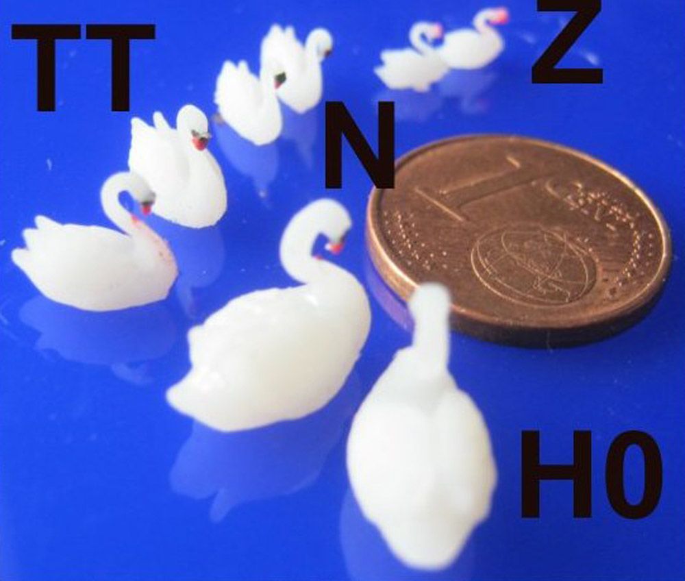 Schwan Schwäne weiss unbemalt, 2 Stück, Spur 0 (Null), 1:45