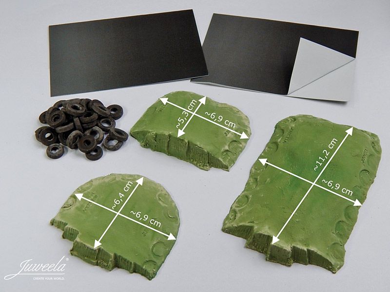 Silagehaufen grün mit Abdeckfolie und Reifen, 3 Stück, Spur H0, 1:87