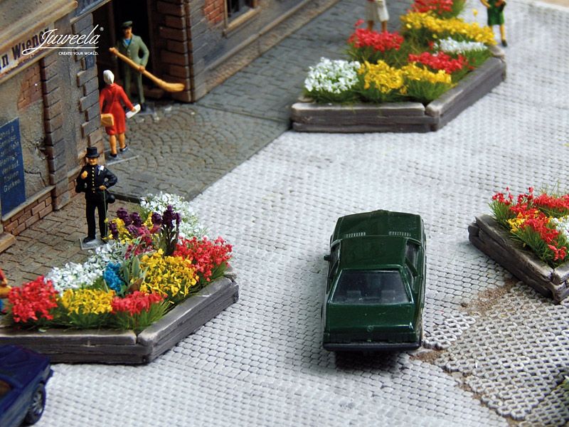 Straßenpflanzkübel Schwellen groß, 10 Stück, Spur H0, 1:87