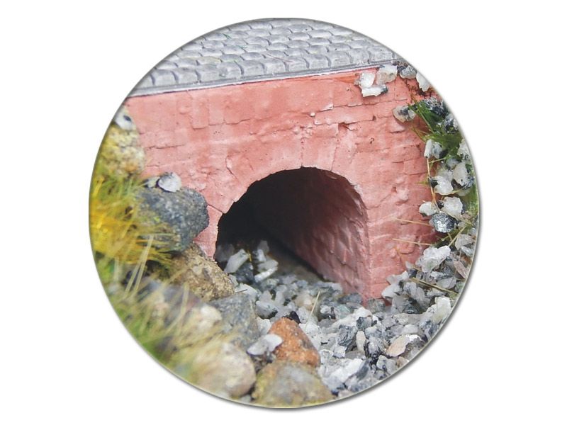 Wasserdurchlass Bachbrücke Flussbrücke klein, Ziegel rot, 4 Stück, Spur H0, 1:87