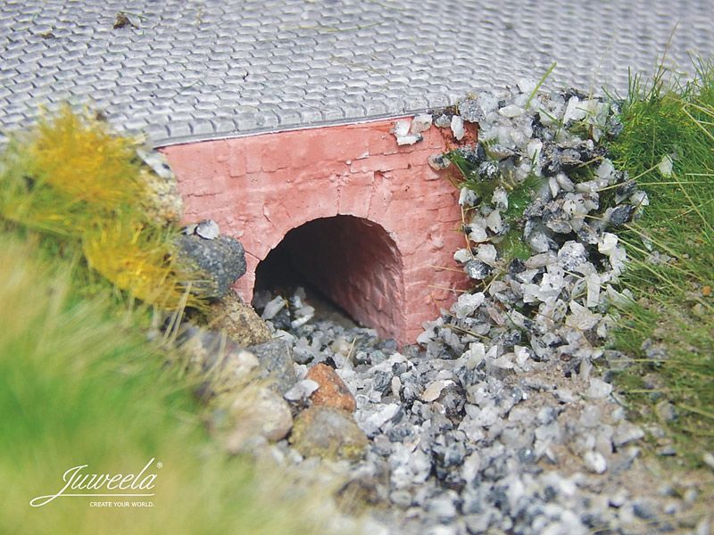 Wasserdurchlass Bachbrücke Flussbrücke klein, Ziegel rot, 4 Stück, Spur H0, 1:87