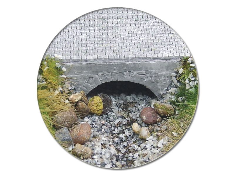 Wasserdurchlass Bachbrücke Flussbrücke mittel, Ziegel grau, 3 Stück, Spur H0, 1:87