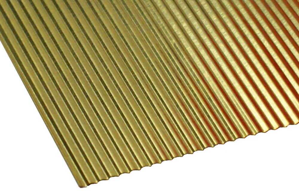 Wellblech Messing für Bedachung, 1mm Welle, 100 x 195 mm, Spur N + TT