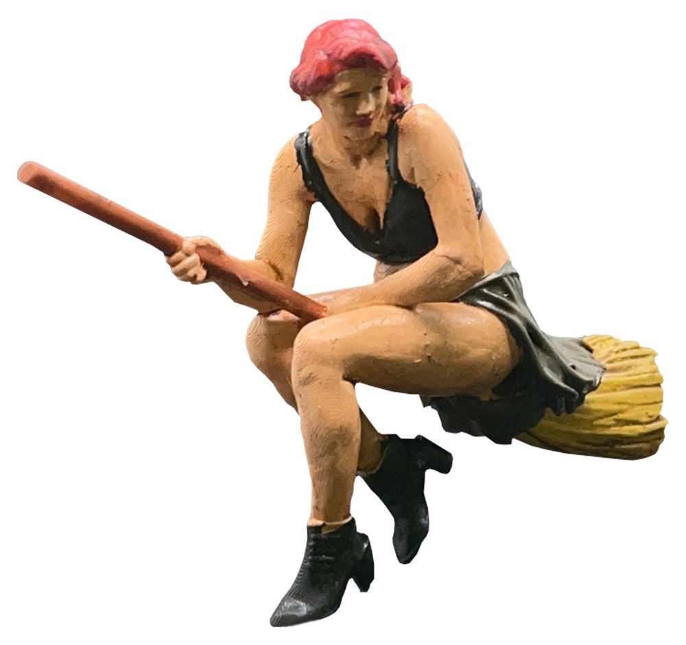 modellbahnfigur frau hexe auf besen sitzend dr db modellbahn preiserlein modelleisenbahn spur 0 null maßstab 1:45