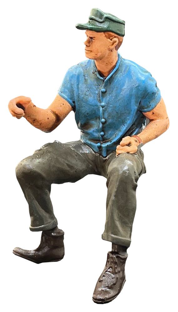 Traktorist 2 Traktorfahrer nur für Sitzschale, Modellbahnfigur handbemalt, Spur 0 (Null), 1:45